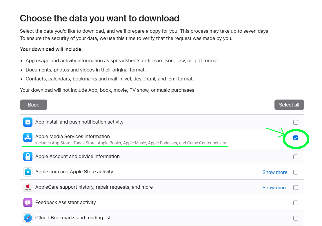 Apple Privacy Portal Selection