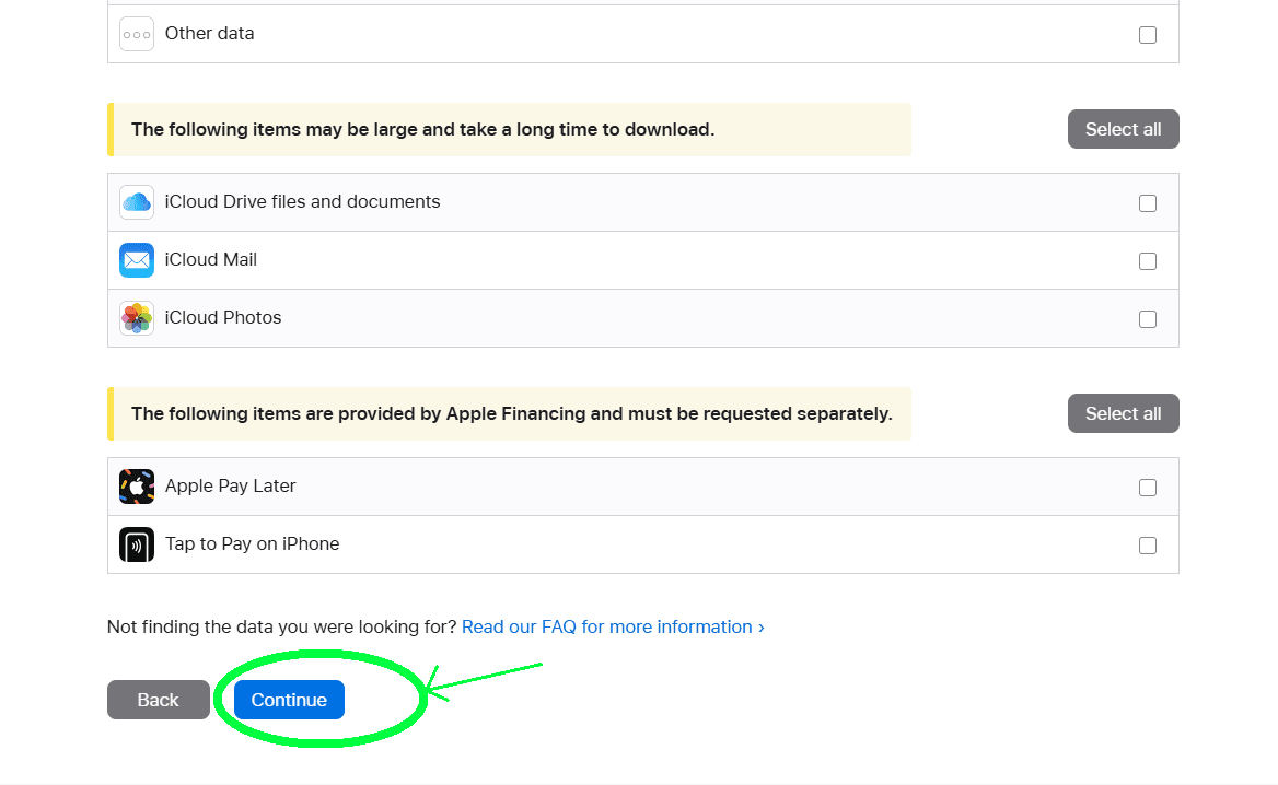 Scroll down and click Continue